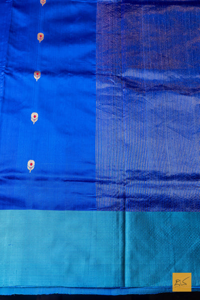 Mamatha- Blue Chanderi Pure Silk Handwoven Saree