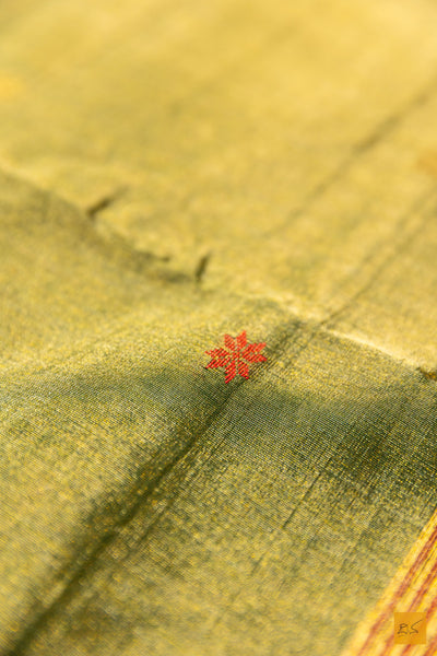 Suruchira- Green Tissue Maheshwari Silk Cotton Handwoven Saree