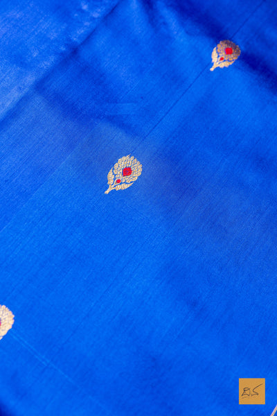 Mamatha- Blue Chanderi Pure Silk Handwoven Saree