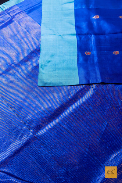Mamatha- Blue Chanderi Pure Silk Handwoven Saree