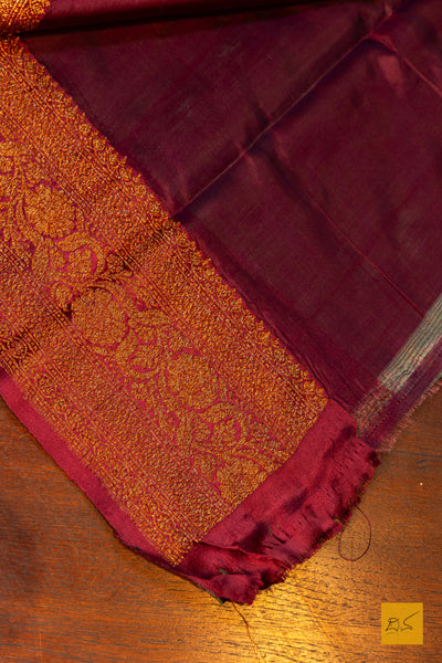 Lavanya- Green Banarasi Tussar Silk Handwoven Saree