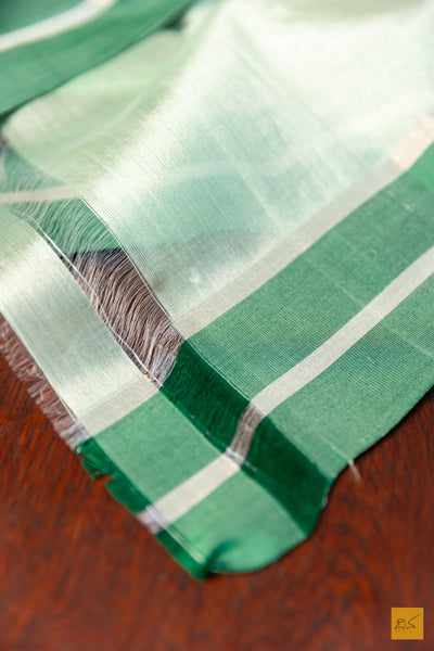Shrinidhi- Green Chanderi Pure Silk Handwoven Saree