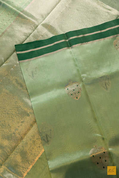 Shrinidhi- Green Chanderi Pure Silk Handwoven Saree