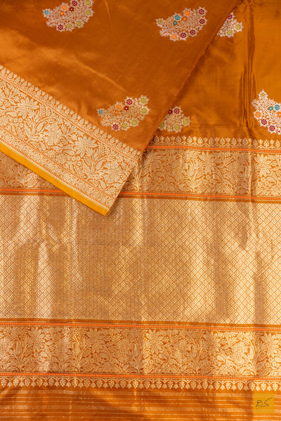 Beige Brown Banarasi Katan Silk Handwoven Saree