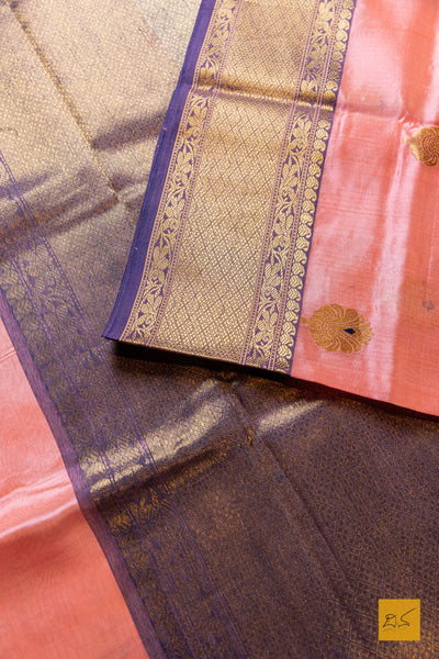 Maharoopa- Peach Chanderi Pure Silk Handwoven Saree