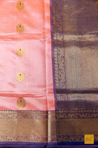 Maharoopa- Peach Chanderi Pure Silk Handwoven Saree