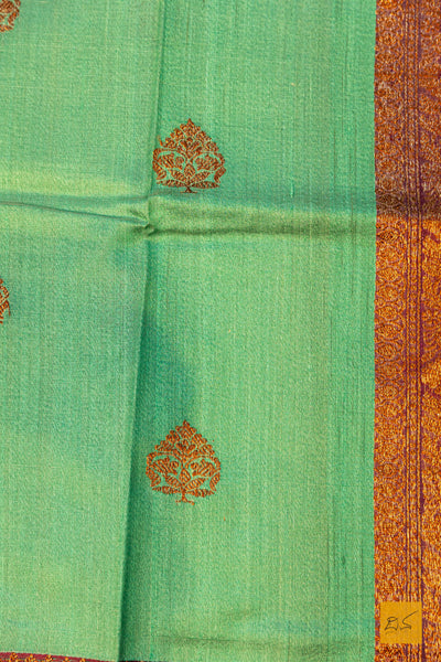 Lavanya- Green Banarasi Tussar Silk Handwoven Saree