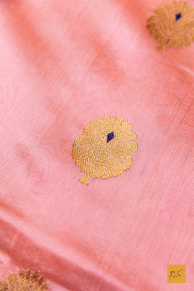 Maharoopa- Peach Chanderi Pure Silk Handwoven Saree