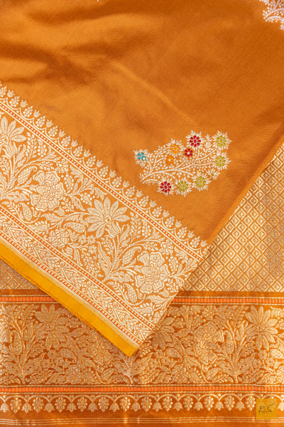 Beige Brown Banarasi Katan Silk Handwoven Saree