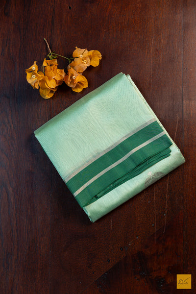 Shrinidhi- Green Chanderi Pure Silk Handwoven Saree
