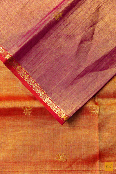 Suhitha- Purple Tissue Maheshwari Silk Cotton Handwoven Saree