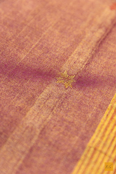 Suhitha- Purple Tissue Maheshwari Silk Cotton Handwoven Saree