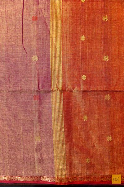 Suhitha- Purple Tissue Maheshwari Silk Cotton Handwoven Saree