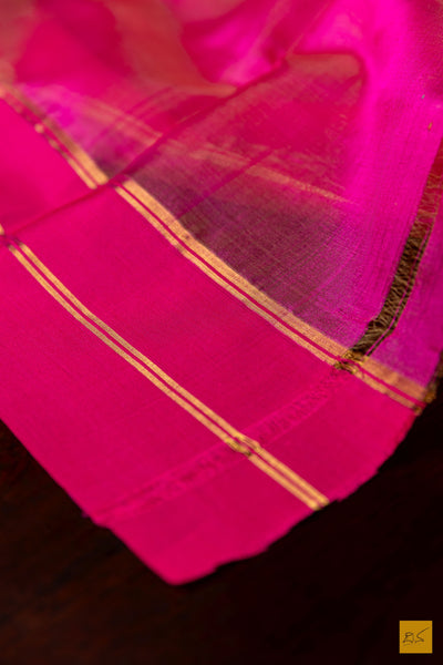Vimala- Pink Chanderi Pure Silk Handwoven Saree