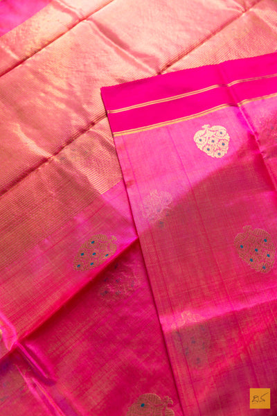 Vimala- Pink Chanderi Pure Silk Handwoven Saree