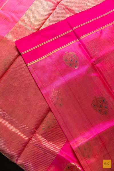 Vimala- Pink Chanderi Pure Silk Handwoven Saree