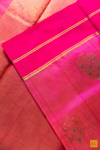 Vimala- Pink Chanderi Pure Silk Handwoven Saree