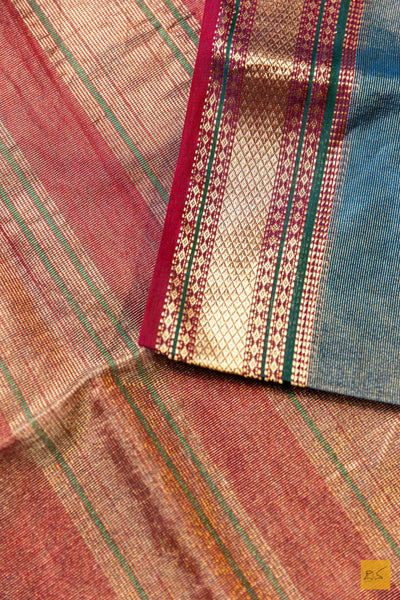 Vaidehi- Green Tissue Maheshwari Silk Cotton Handwoven Saree