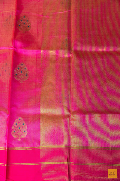 Vimala- Pink Chanderi Pure Silk Handwoven Saree