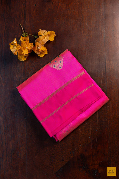 Vimala- Pink Chanderi Pure Silk Handwoven Saree