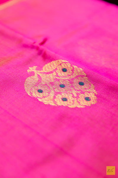 Vimala- Pink Chanderi Pure Silk Handwoven Saree