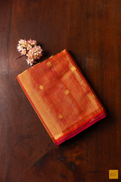 Suhitha- Purple Tissue Maheshwari Silk Cotton Handwoven Saree
