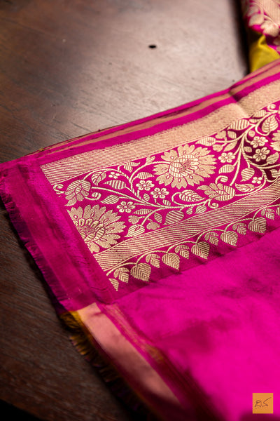 Vilasini- Yellow Banarasi Katan Silk Handwoven Saree