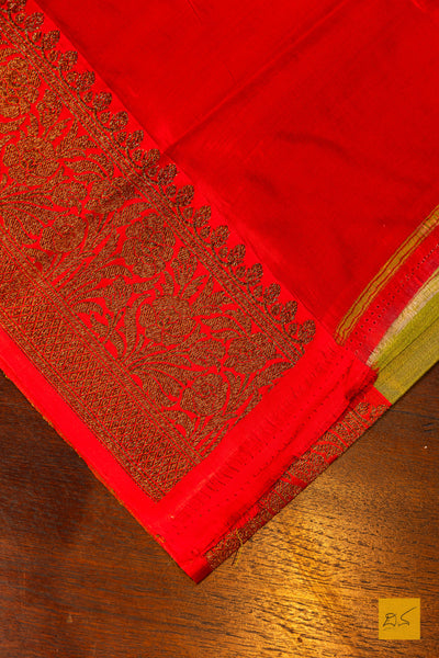 Subhadra- Green Banarasi Tussar Silk Handwoven Saree