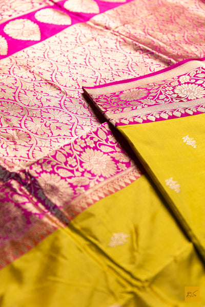 Vilasini- Yellow Banarasi Katan Silk Handwoven Saree