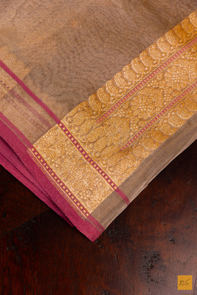 Off White Tissue Organza Banarasi Handwoven Saree