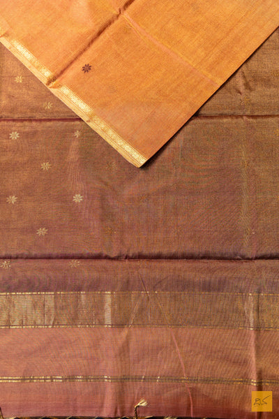 Sudha- Cream Tissue Maheshwari Silk Cotton Handwoven Saree
