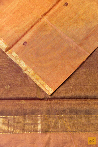 Sudha- Cream Tissue Maheshwari Silk Cotton Handwoven Saree