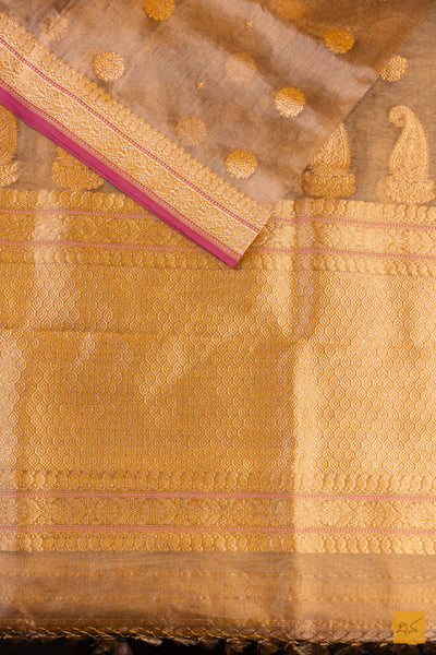 Off White Tissue Organza Banarasi Handwoven Saree
