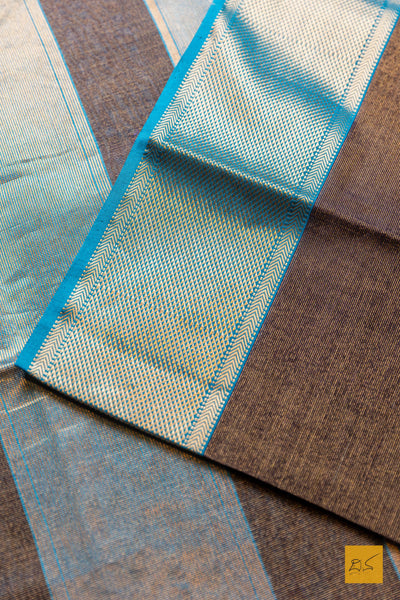 Niradhara- Black-Blue Tissue Maheshwari Silk Cotton Handwoven Saree