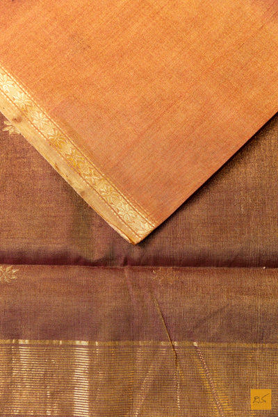 Sudha- Cream Tissue Maheshwari Silk Cotton Handwoven Saree