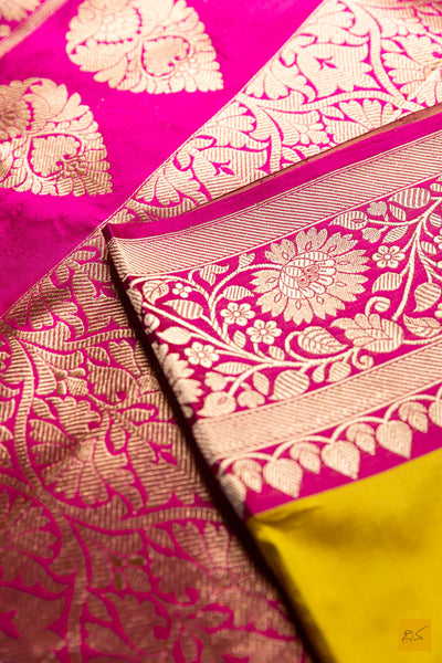 Vilasini- Yellow Banarasi Katan Silk Handwoven Saree
