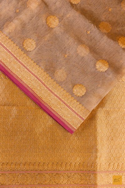 Off White Tissue Organza Banarasi Handwoven Saree