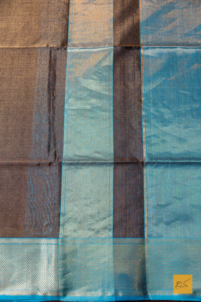 Niradhara- Black-Blue Tissue Maheshwari Silk Cotton Handwoven Saree