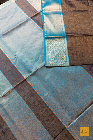 Niradhara- Black-Blue Tissue Maheshwari Silk Cotton Handwoven Saree