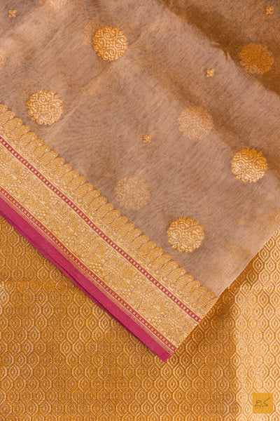 Off White Tissue Organza Banarasi Handwoven Saree