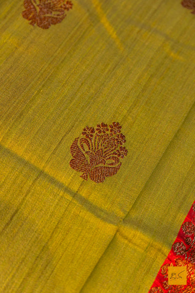 Subhadra- Green Banarasi Tussar Silk Handwoven Saree