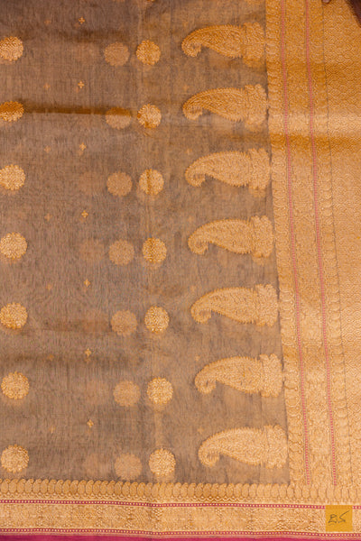 Off White Tissue Organza Banarasi Handwoven Saree