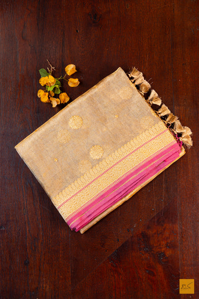 Off White Tissue Organza Banarasi Handwoven Saree