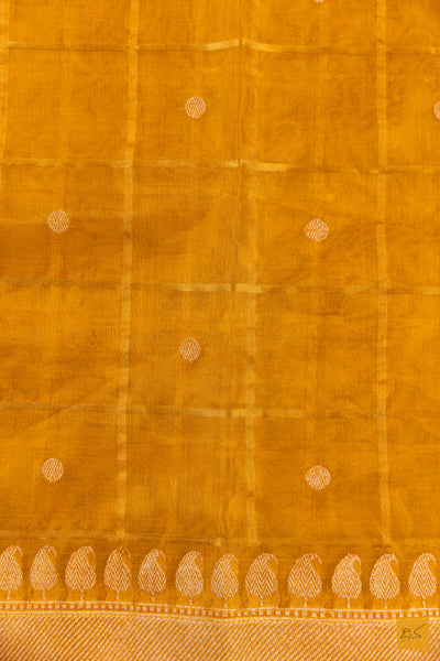 Yellow Tissue Organza Banarasi Handwoven Saree