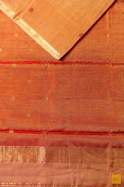 Sudhathi- Cream Tissue Maheshwari Silk Cotton Handwoven Saree