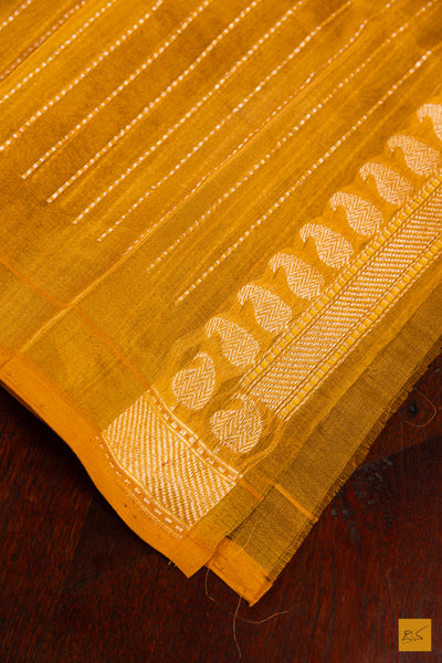 Yellow Tissue Organza Banarasi Handwoven Saree