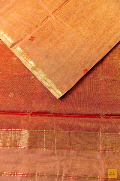 Sudhathi- Cream Tissue Maheshwari Silk Cotton Handwoven Saree