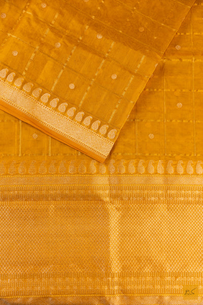 Yellow Tissue Organza Banarasi Handwoven Saree