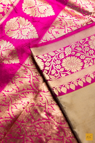 Avyuktha- Grey Banarasi Katan Silk Handwoven Saree