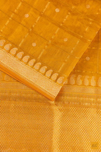 Yellow Tissue Organza Banarasi Handwoven Saree